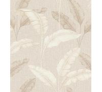 Rasch Papel pintado 200331 con hojas de palma tropicales en color beige con aspecto de lino, 10,05 m x 0,53 m (largo x ancho)