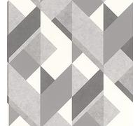 Rasch Papel pintado 278835 - Papel pintado con diseño gráfico en blanco, gris claro y gris oscuro, 10,05 m x 0,53 m (largo x ancho)