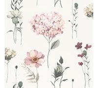 Rasch Papel pintado 300642 - Papel pintado no tejido blanco con flores y flores de colores en imitación de acuarela - 10,05 m x 0,53 m (largo x ancho)