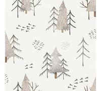 Rasch Papel pintado 300741 - Papel pintado no tejido para habitación infantil con árboles grises y beige en aspecto de acuarela, 10,05 m x 0,53 m (largo x ancho)