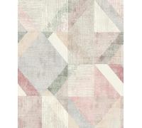 Rasch Papel pintado 311914 - Papel pintado no tejido con tres y cuadrados en rosa viejo, beige, verde y gris de la colección Color your life - 10,05 m x 0,53 m (largo x ancho)