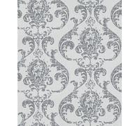 Rasch Papel pintado 315615 - Papel pintado no tejido con adornos en gris plateado de la colección Color your life - 10,05 m x 0,53 m (largo x ancho)