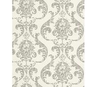 Rasch Papel pintado 315622 - Papel pintado no tejido con adornos en blanco y gris de la colección Color your life - 10,05 m x 0,53 m (largo x ancho)