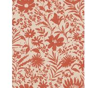 Rasch Papel pintado 330427 - Papel pintado no tejido con flores en naranja y beige de la colección Paraiso - 10,05 m x 0,53 m (largo x ancho)