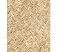 Rasch Papel pintado 410334 - Papel pintado con aspecto de madera en espiga en beige y marrón claro de la colección Beachhouse