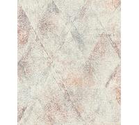 Rasch Papel pintado 507362 con estructura fina y triángulos en color blanco, rojo y beige de la colección Cambio de papel pintado II - 10,05 m x 0,53 m (largo x ancho)