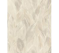 Rasch Papel pintado 537338 - Papel pintado brillante con hojas grandes, color beige y gris claro de la colección Curiosity - 10,05 m x 0,53 m (largo x ancho x alto)