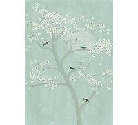 Rasch Papel pintado 542141 de la colección Amazing de papel pintado fotográfico azul claro con cerezo y flores en color crema y blanco, papel pintado no tejido en tamaño: 2,80 x 2,00 m (largo x