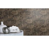 Rasch Papel pintado 555165 - Papel pintado no tejido con plantas tropicales en oro y negro de la colección Lirico - 10,05 m x 0,53 m (largo x ancho)