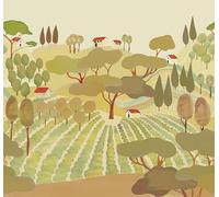 Rasch Papel pintado 557992 - Papel pintado fotográfico sobre fieltro con paisaje dibujado en verde y marrón de la colección Onszelf - 2,80 m x 3,00 m (largo x ancho)