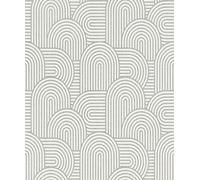 Rasch Papel pintado 634143 - Papel pintado no tejido con patrón geométrico con innumerables arcos en blanco y azul grisáceo de la colección Color your life - 10,05 m x 0,53 m (largo x ancho)