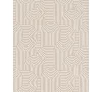 Rasch Papel pintado 634150 - Papel pintado no tejido con patrón geométrico con innumerables arcos, color beige de la colección Color your life - 10,05 m x 0,53 m (largo x ancho)