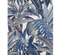 Rasch Papel pintado 689501 - Papel pintado no tejido con hojas exóticas en azul y gris de la colección Symphony - 10,05 m x 0,53 m (largo x ancho)