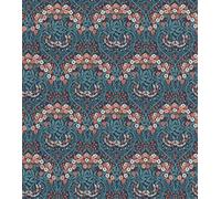 Rasch Papel pintado 710021 - Papel pintado no tejido azul oscuro con hojas en azul claro y flores en naranja-rojo y blanco de la colección Sophia - 10,05 m x 0,53 m (largo x ancho)