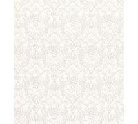 Rasch Papel pintado 710052 de la colección Sophia, con hojas en gris claro y flores en rosa y blanco, 10,05 m x 0,53 m
