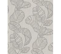 Rasch Papel pintado 822625 - Papel pintado no tejido con hojas en gris de la colección Color your life - 10,05 m x 0,53 m (largo x ancho)
