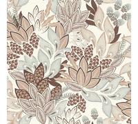 Rasch Papel pintado 866223 - Papel pintado no tejido con hojas en color gris azulado, beige y marrón de la colección Symphony - 10,05 m x 0,53 m (largo x ancho)