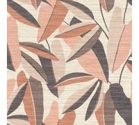 Rasch Papel pintado 866353 - Papel pintado no tejido con hojas en naranja, marrón y beige de la colección Symphony - 10,05 m x 0,53 m (largo x ancho)