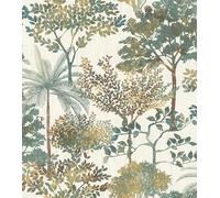 Rasch Papel pintado 867329 - Papel pintado no tejido con diferentes árboles en amarillo, verde, marrón y blanco de la colección Symphony - 10,05 m x 0,53 m (largo x ancho)
