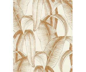 Rasch Papel pintado 867978 - Papel pintado no tejido con hojas de plátano en color amarillo miel y blanco crema y de la colección Symphony - 10,05 m x 0,53 m (largo x ancho)