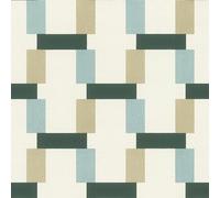 Rasch Papel pintado 868821 - Papel pintado no tejido con rectángulos de diferentes tamaños en beige, verde menta, verde oscuro y blanco crema de la colección Symphony - 10,05 m x 0,53 m (largo x