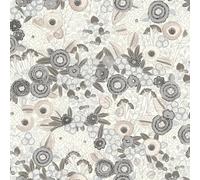 Rasch Papel pintado 868920 con flores en blanco, beige, azul y gris de la colección Symphony - 10,05 m x 0,53 m (largo x ancho)