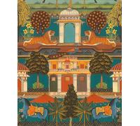 Rasch Papel pintado, color naranja petróleo, palacio indio, tigre, caballo 746211