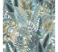 Rasch Papel pintado de fieltro con textura botánica en color blanco, marrón y azul para un ambiente natural - Fácil de empapelar y pintar - 10,05 m x 0,53 m