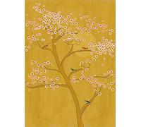 Rasch Papel pintado fotográfico 542127 de la colección Amazing de color amarillo ocre con cerezo y flores rosas, 2,80 m de largo x 2,00 m de ancho.