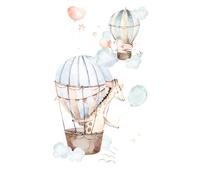 Rasch Papel pintado fotográfico para habitación infantil con animales y globos aerostáticos en verde - 2,8 m x 1,59 m