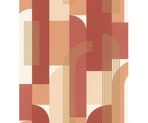 Rasch Papel pintado no tejido 480030 480030 con patrón geométrico en color naranja, blanco y marrón de la colección Salsa 10,05 m x 0,53 m (largo x ancho)
