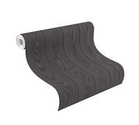 Rasch Papel pintado no tejido 499544 en negro con efecto madera, grano de madera, molduras, estructura