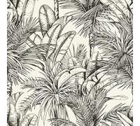 Rasch Papel pintado no tejido (Botanical) negro blanco 10,05 m x 0,53 m Selection vinilo no tejido 478013