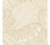 Rasch Papel pintado no tejido de palmeras - Papel pintado de vinilo con diseño de hojas doradas para un ambiente moderno - Resistente y lavable - 10,05 m x 0,53 m