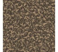 Rasch Papel pintado no tejido, diseño de ramas y hojas pequeñas "Amara", diseño floral de plantas en negro y marrón para un ambiente natural en el hogar, resistente y lavable, 10,05 m x 0,53 m