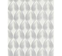 Rasch Papel pintado no tejido (Exotic), color blanco y plateado 10, 05 m x 0,53 m Yucatan 535839