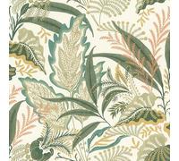 Rasch Papel pintado no tejido hojas - Papel pintado de vinilo botánico en verde para un ambiente natural - Resistente y lavable - 10,05 m x 0,53 m