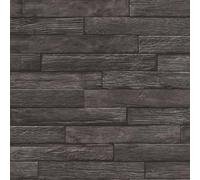 Rasch Papel pintado no tejido para pared de madera, papel pintado de vinilo rústico industrial en negro para un ambiente hogareño acogedor, resistente y lavable, 10,05 m x 0,53 m