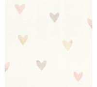 Rasch Tapete 301717 - Papel pintado de tela no tejida con corazones de colores, efecto acuarela, para niños, motivo de corazón, rosa, beige, gris, colección Kids World