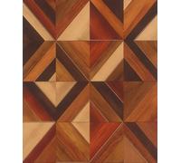 Rasch Tesa Aurex - Papel pintado autoadhesivo (aspecto de madera, 6 x 0,53 m, diseño geométrico, color marrón y naranja, fácil colocación, sin pegamento)