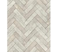 Rasch WTD Factory V 499124 - Papel pintado no tejido en gris claro con diseño de espina y piedra