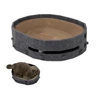 Rasffoir Cesta Gato | Alfombra Rascador de Cartón para Gato con Pelotas de Campanilla | Tabla Interactiva de Garras - para Balcón Dormitorio Sala Oficina Interior Hotel Camping