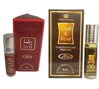 Rasha & Oud Rose Concentrated Perfume Oil - 6ml Roll-On, Pack of 2 | Long-Lasting Alcohol-Free Attar for Men & Women | Rich Oud & Rose Fragrance