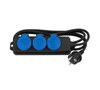 RASMACOR - Base de Enchufe Exterior Estanca IP54 - 3 Tomas Schuko 250 V / 16 A - 3.680 W Máx - Cable 1,5 m - Caja Resistente Uso Exterior Jardin terraza - Alargadera 3 enchufes