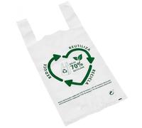 RASMACOR | Bolsas de Plástico con Asas 70% Reciclado · Tamaño XL 42x53 cm | 100 Uds | Aptas Uso Alimentario, Resistentes, Reutilizables | Galga 200 |Bolsa Tipo Camiseta | 50 Micras