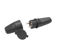 RASMACOR | Clavija y Base SCHUKO IP44 16A | Conector Electrico Impermeable de Goma | Para Exterior, Lluvia y Humedad | Cable 1.5mm² | Embornamiento Facil |