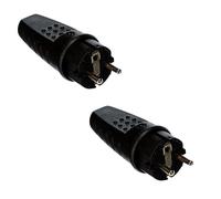 RASMACOR | Pack 2 Clavijas SCHUKO IP44 16A | Conector Electrico Impermeable de Goma | Para Exterior, Lluvia y Humedad | Cable 1.5mm² | Embornamiento Facil |