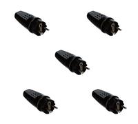 RASMACOR | Pack 5 Clavijas SCHUKO IP44 16A | Conector Electrico Impermeable de Goma | Para Exterior, Lluvia y Humedad | Cable 1.5mm² | Embornamiento Facil |