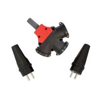 RASMACOR | Pack Base Multiple Exterior 3 Tomas 16 A 2P+T + 2 Clavijas Schuko 250 V IP44 | Material PP Libre de Halogenos | Potencia Máx. 3680 W | Resistente al Fuego y Calor