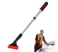 Raspador de hielo genérico y escoba de nieve - telescópico de aluminio y PP | Cepillo largo para nieve para coches, camiones y SUV | Accesorio de invierno para descongelación